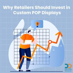 Custom POP display stand in a retail store highlighting featured products.